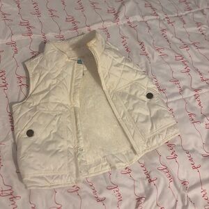 Quilted White Vest with Button Accents